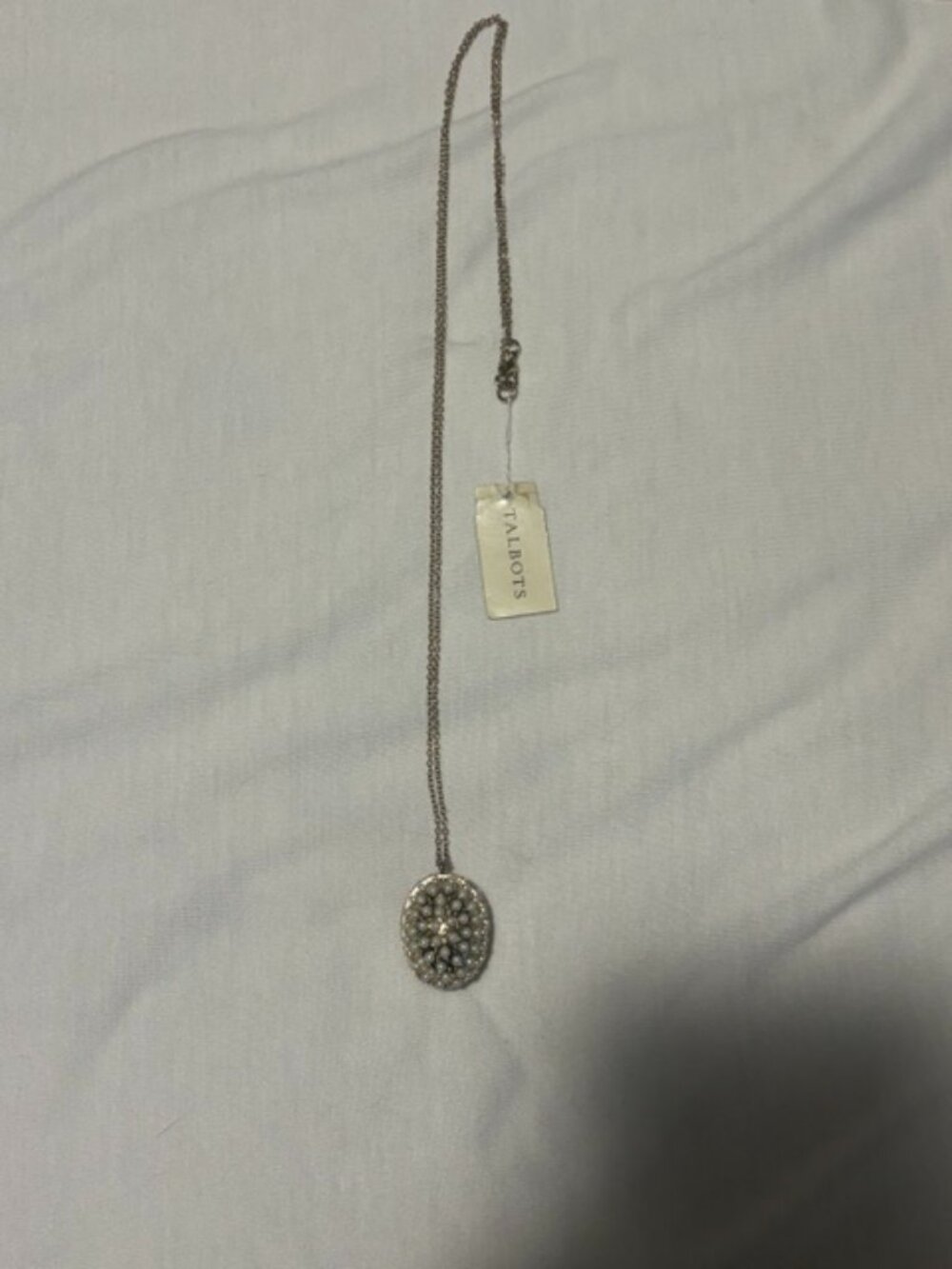 Vintage Talbots Faux Pearl Egg Pendant Necklace $35